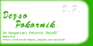 dezso pokornik business card